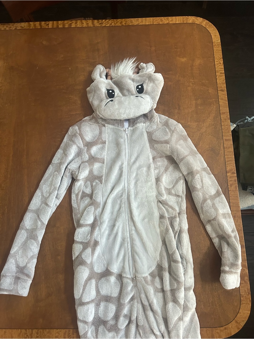 Plush giraffe animal onesie costume with zipper